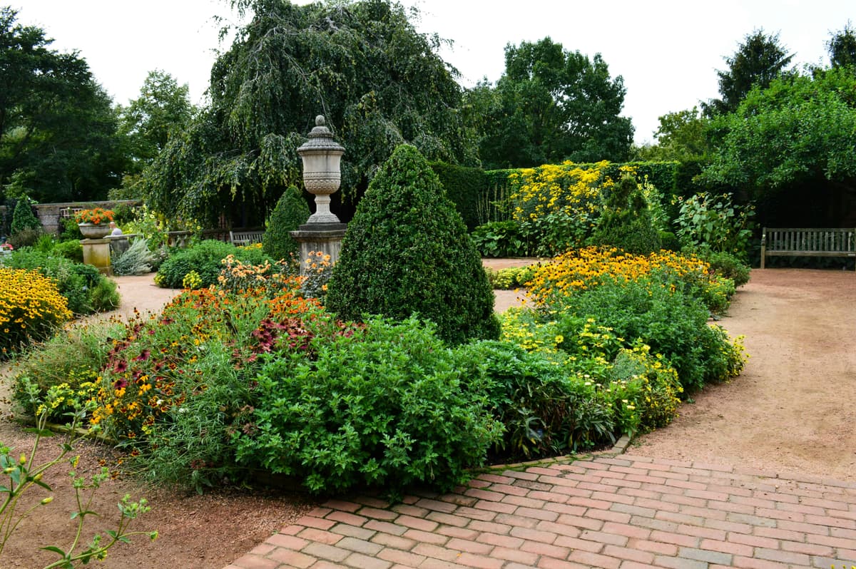 Backyard landscaping project with stone path and garden beds